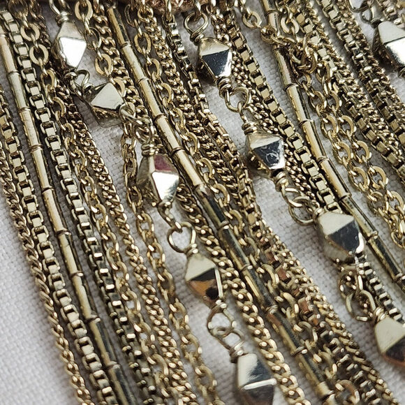 Stella & Dot Analena Pendant Sparkle Fringe Gold Statement Necklace - Picture 4 of 10